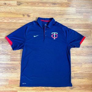 Mens Nike Minnesota Twins TC Logo Dri Fit Polo  Navy Mens Size Large